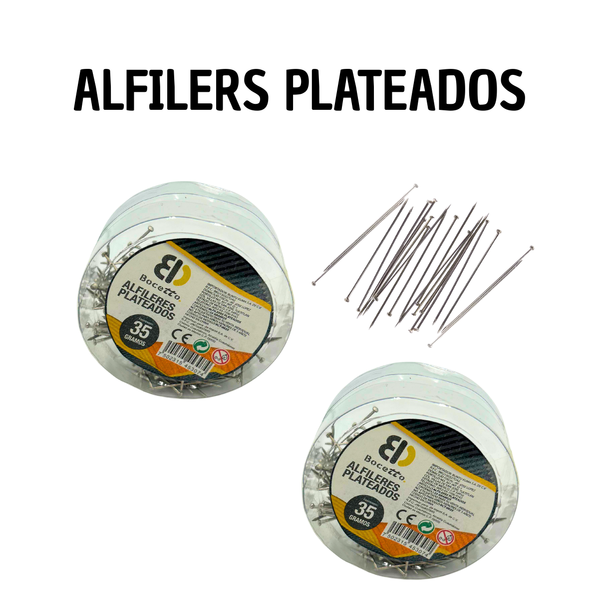 Alfileres Plateados Cabeza Redonda - Mercería