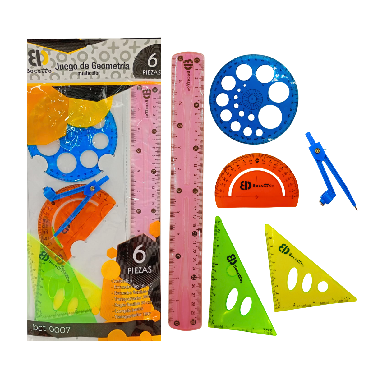 Juego Geométrico Escolar 4 Piezas - Matemáticas