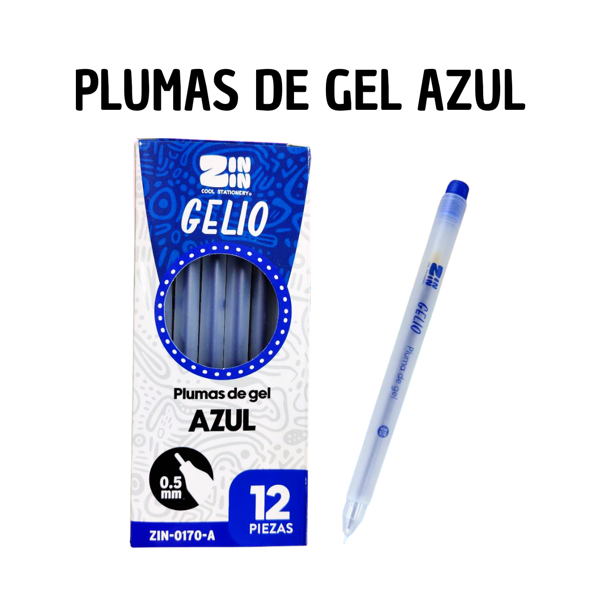 Plumas de Gel Azul 12 Piezas - Escritura Fluida