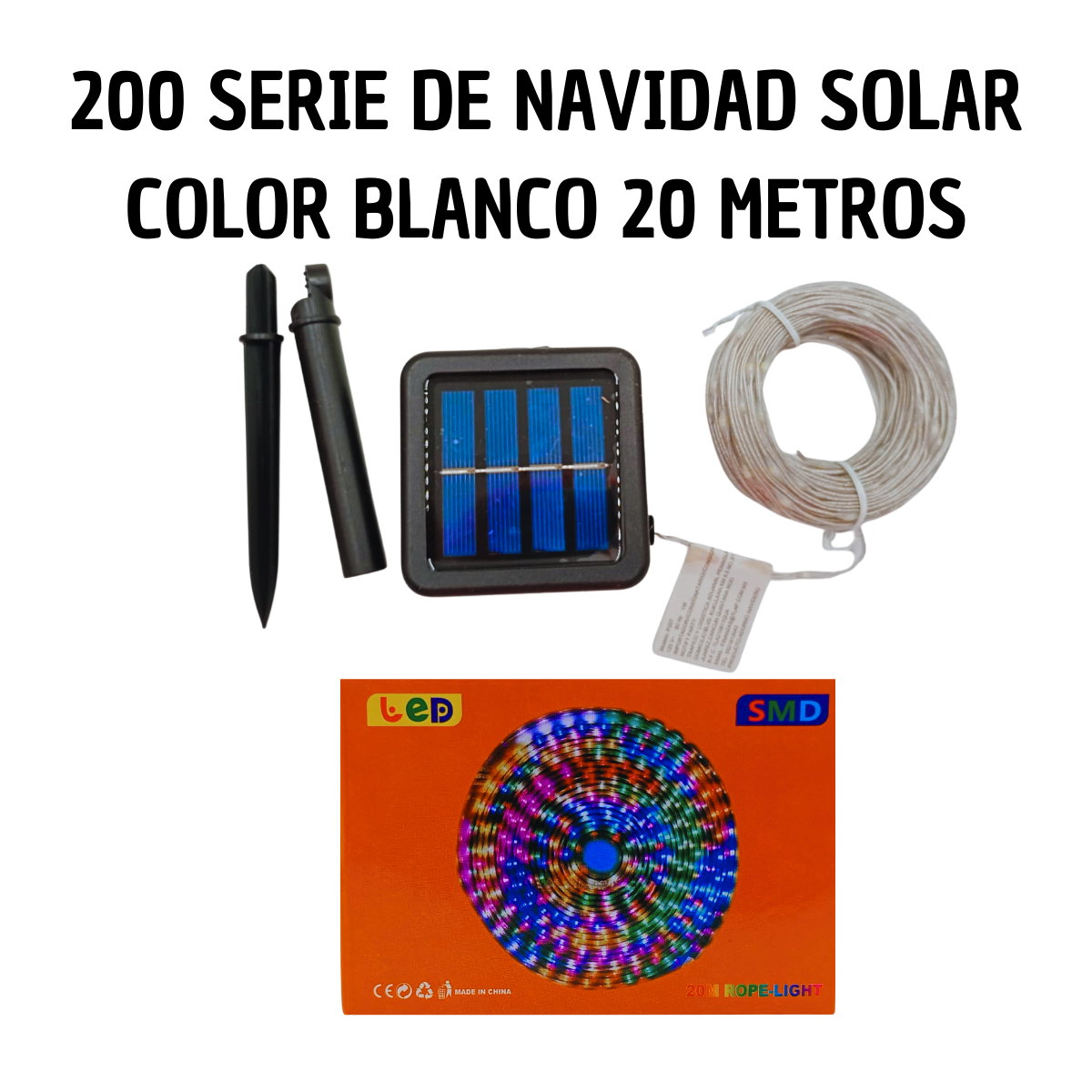Serie Solar 200 Luces Blancas 20m - Máxima Cobertura
