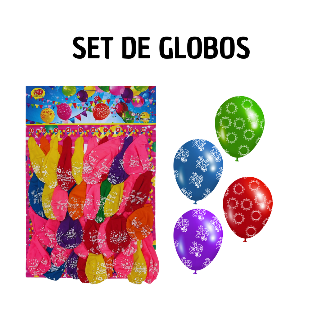 Set de Globos Decoración 50 Piezas - Fiesta Completa
