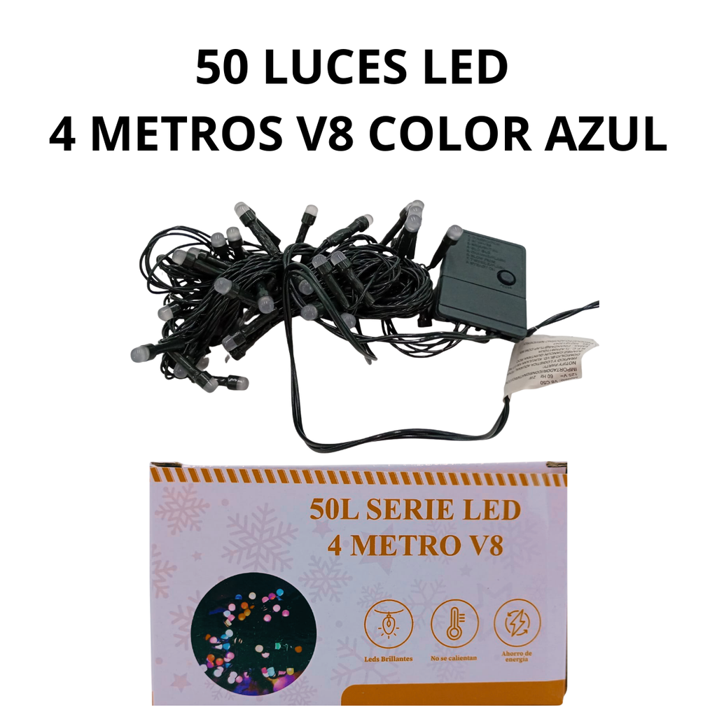 Serie LED 50 Luces Azul V8 - Decoración Moderna