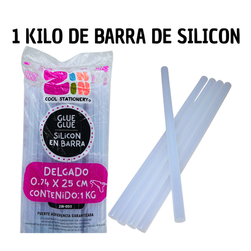 Barras de Silicón Delgado 1 Kilo - Manualidades y Escolar