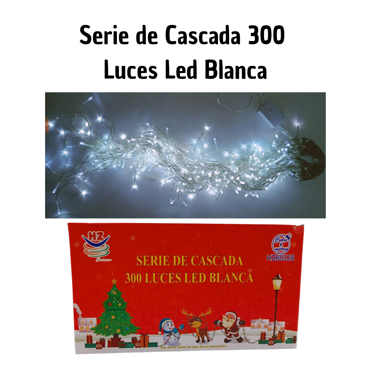 Cortina Cascada 300 Luces Blancas - Cobertura Amplia