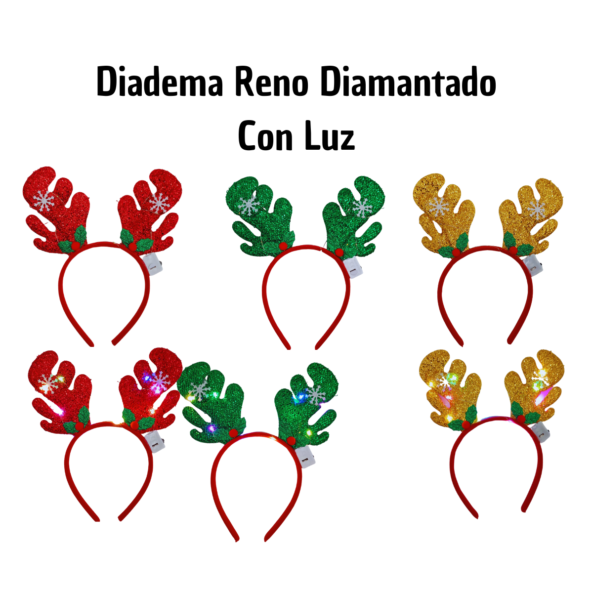 Diadema Reno con Luz LED - Accesorio Navideño
