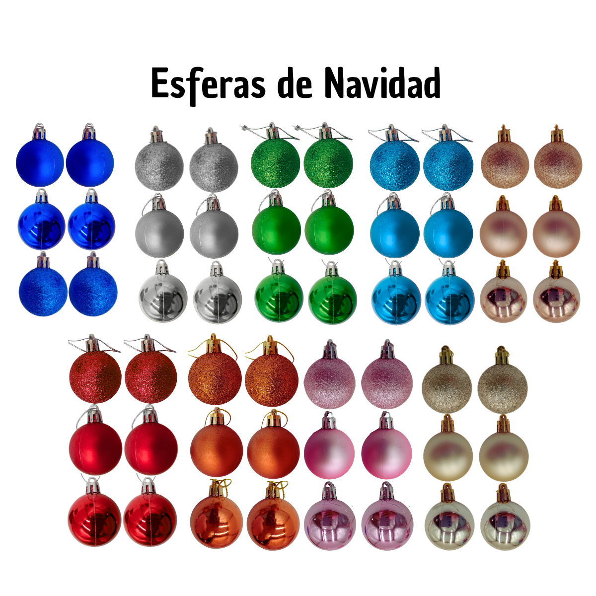Esferas Navideñas 6 Piezas - Pack Básico
