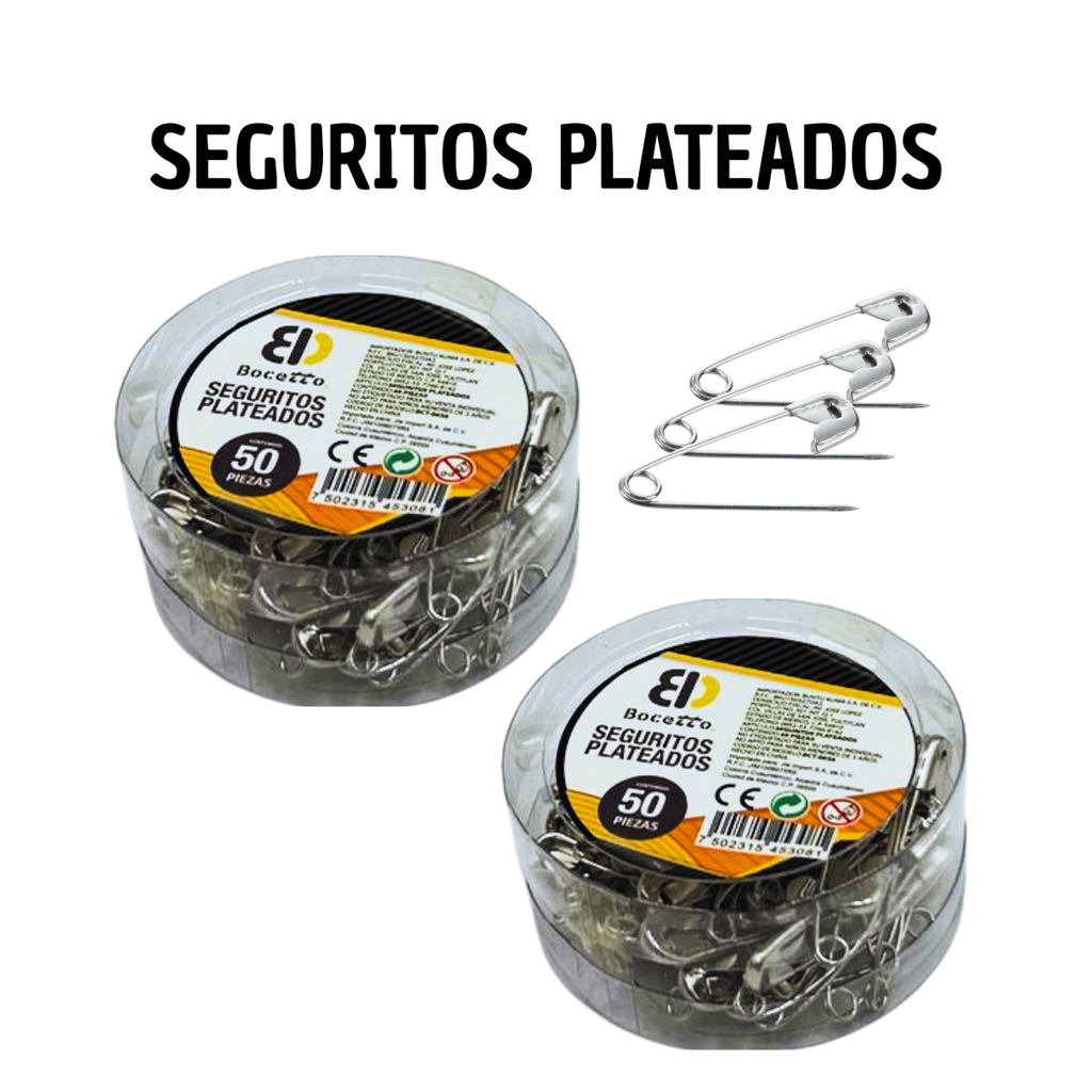 Seguros Plateados 100 Piezas - Costura y Manualidades