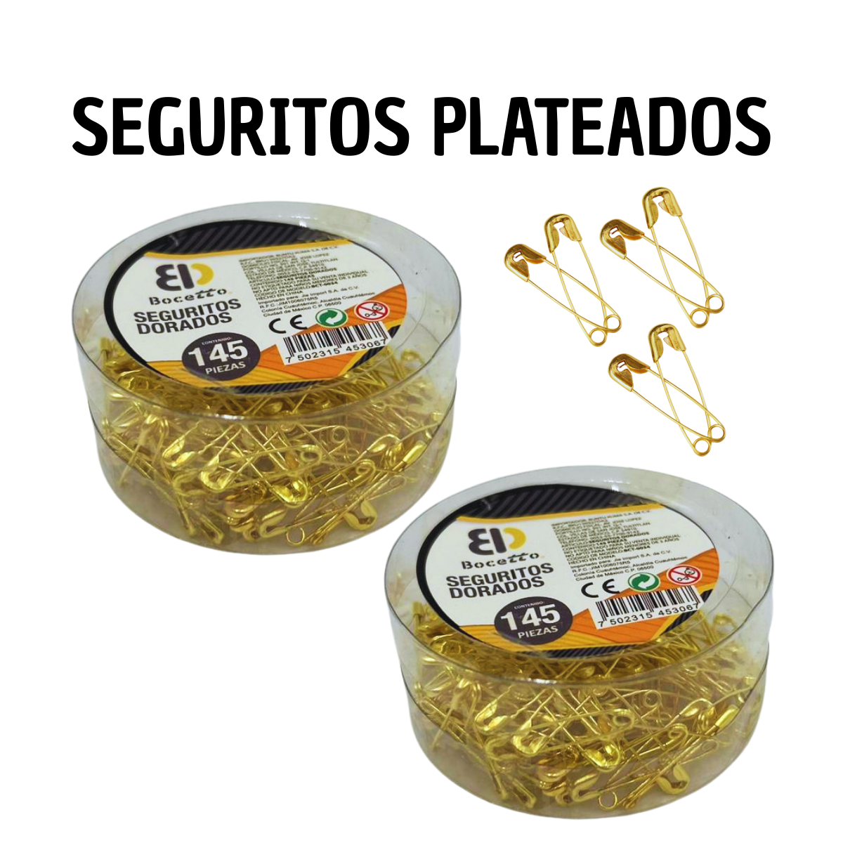 Seguros Dorados para Ropa 100 Piezas - Mercería