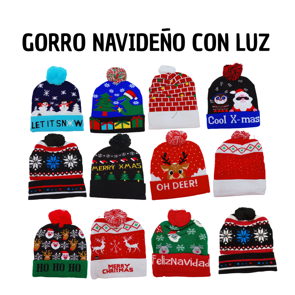 GORRO NAVIDEÑO CON LUZ - Calidad Premium Super Novedades