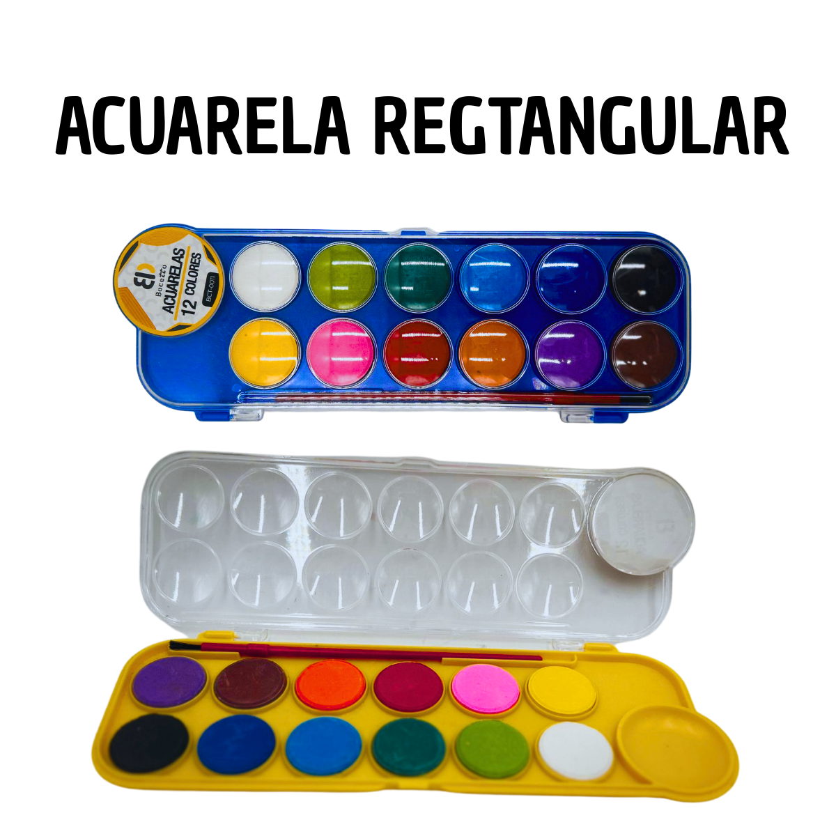 Acuarelas Rectangulares 12 Colores - Arte Escolar