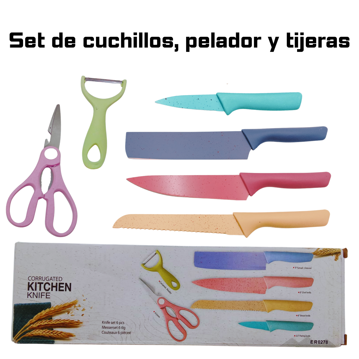 Set De Cuchillos Tigeras Y Rallador