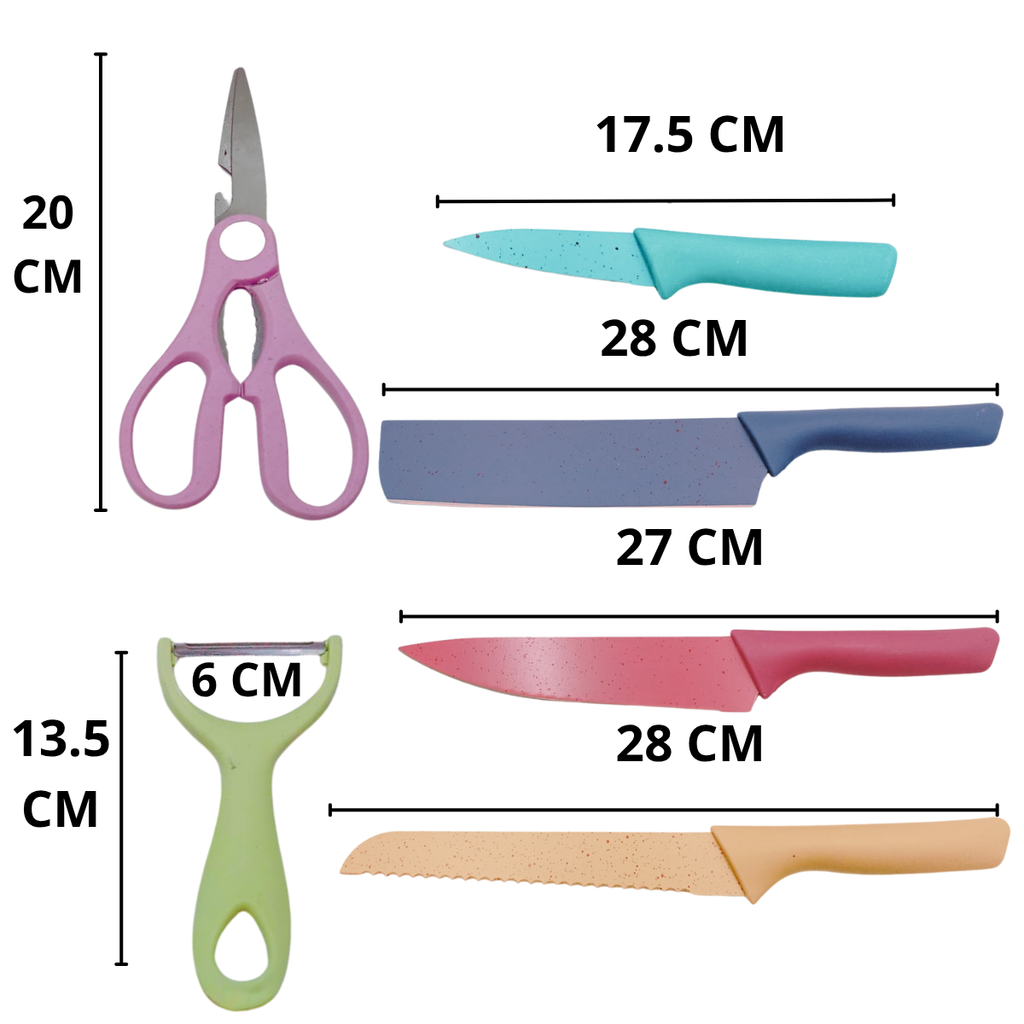 Set de Cuchillos con Tijeras y Rallador - Kit de Cocina