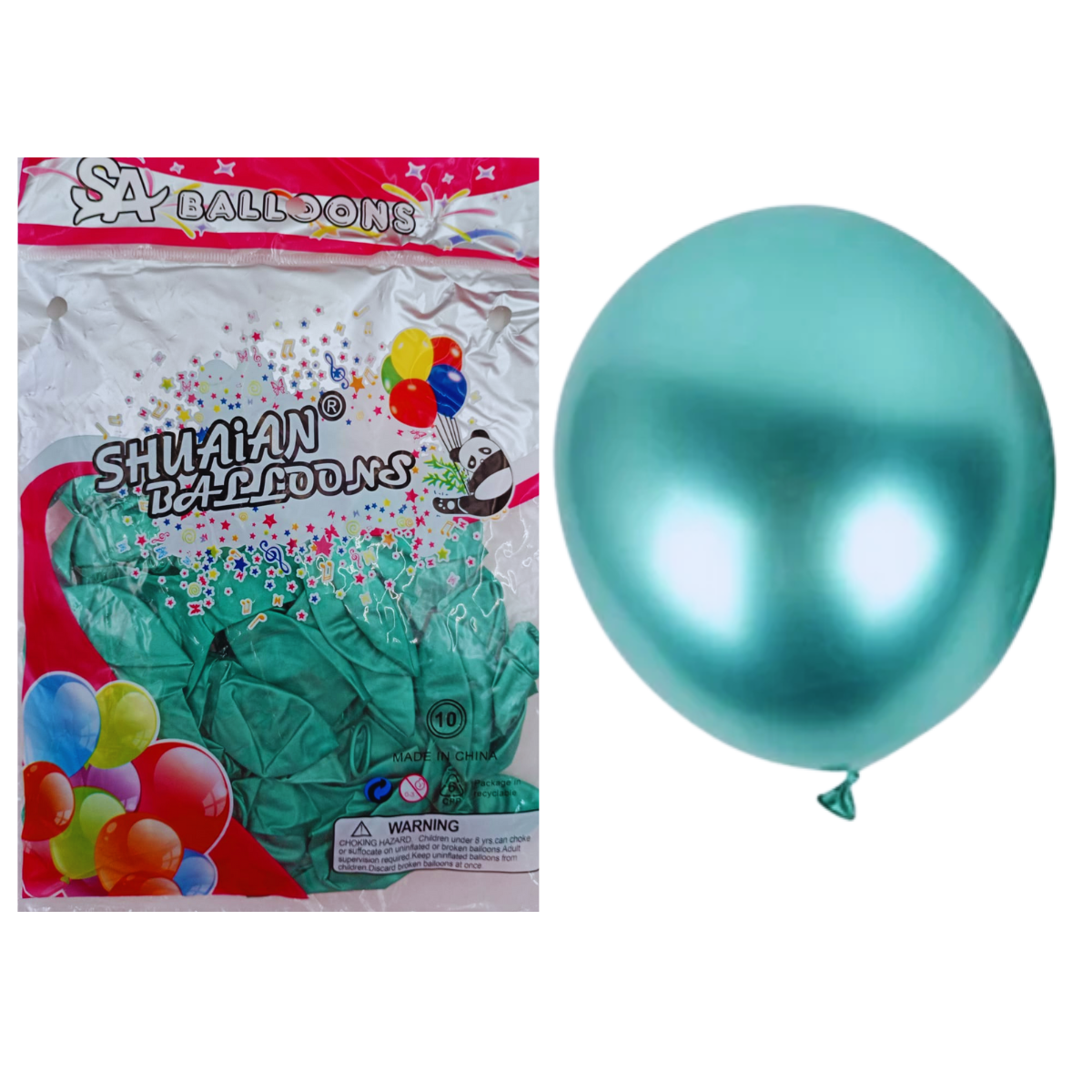 Globos Látex Cromado Azul Aqua - Estilo Marino