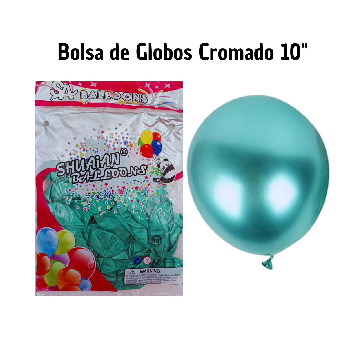 Globos Látex Cromado Azul Aqua - Estilo Marino