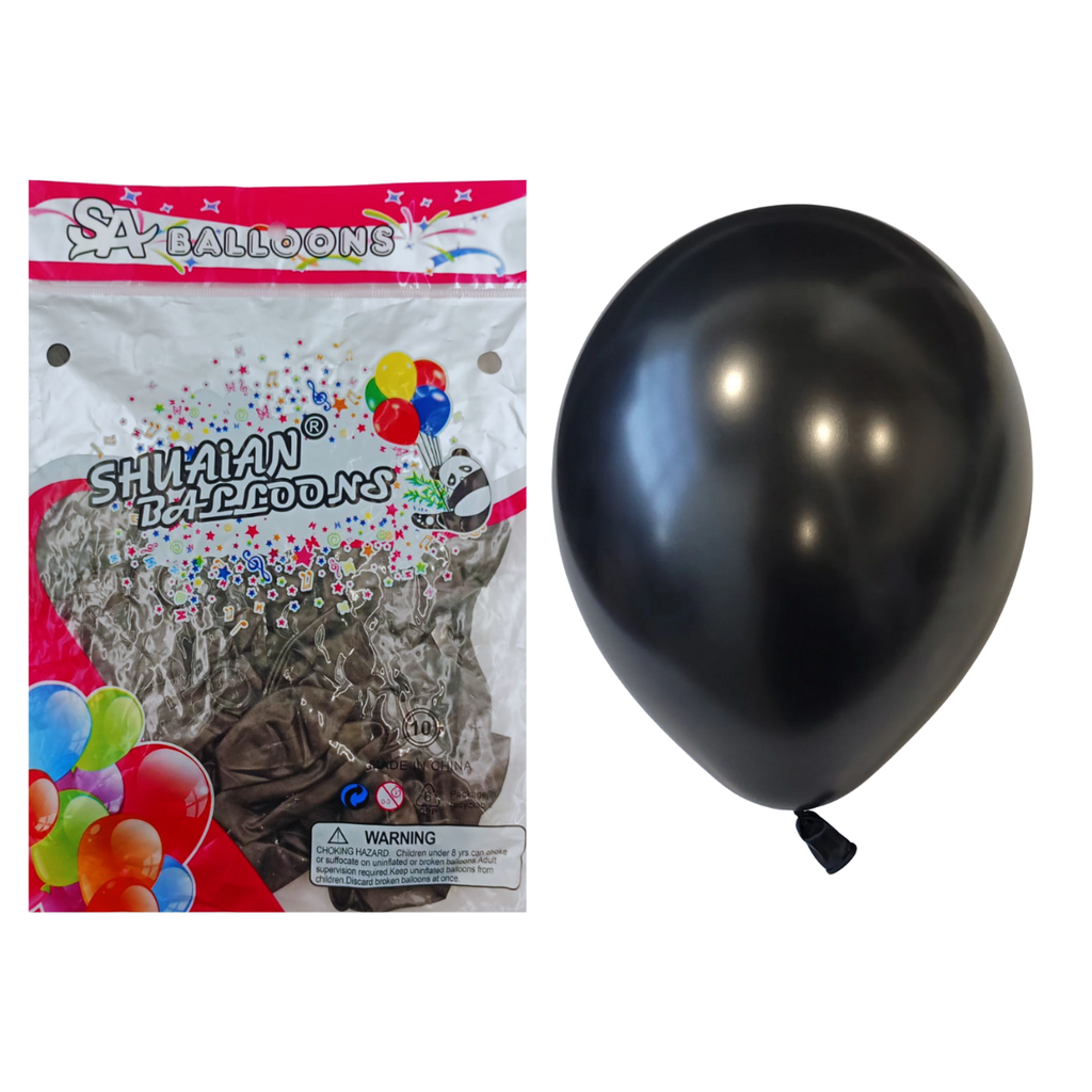 Globos Látex Cromado Negro - Decoración Moderna