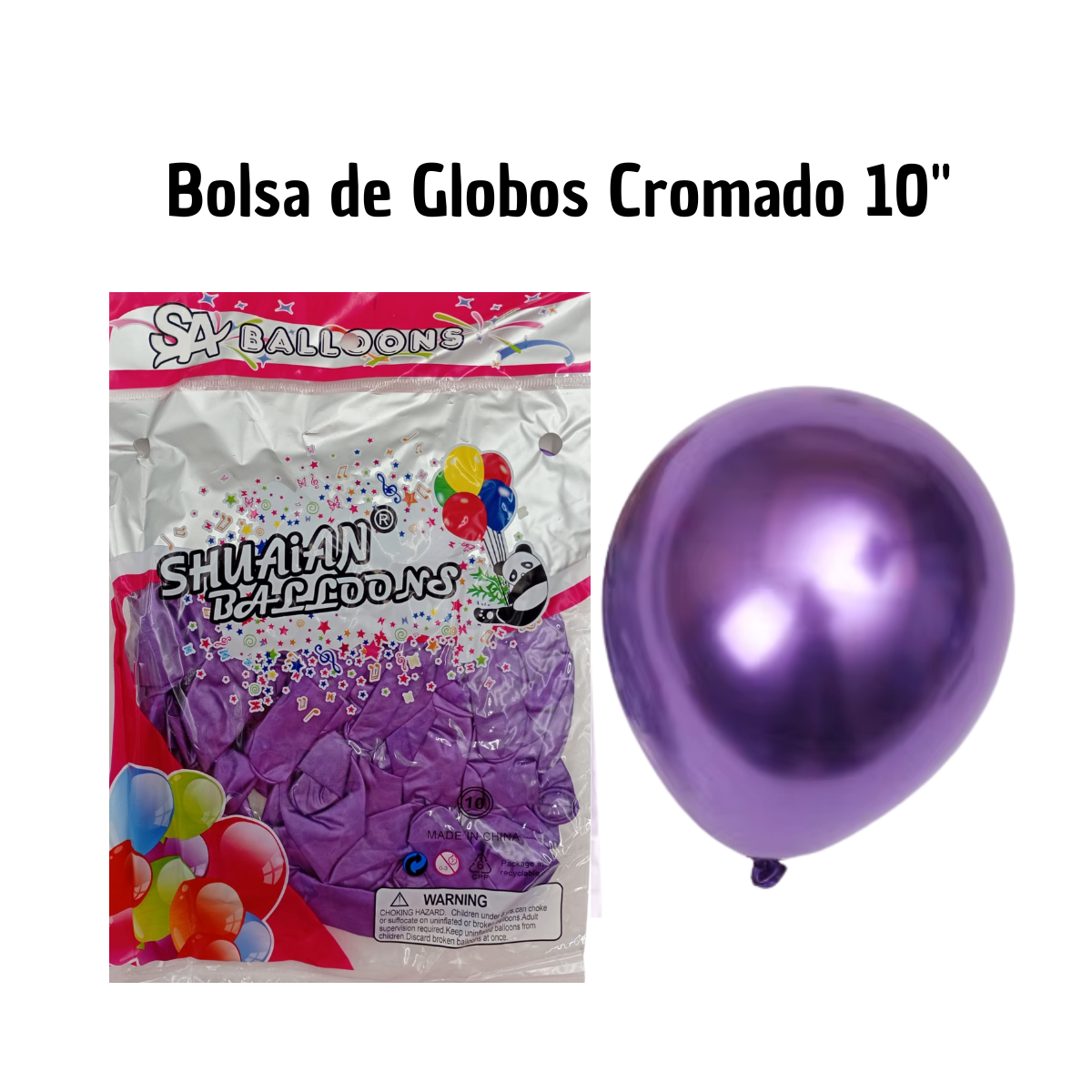 Globos Látex Cromado Morado - Fiesta Sofisticada