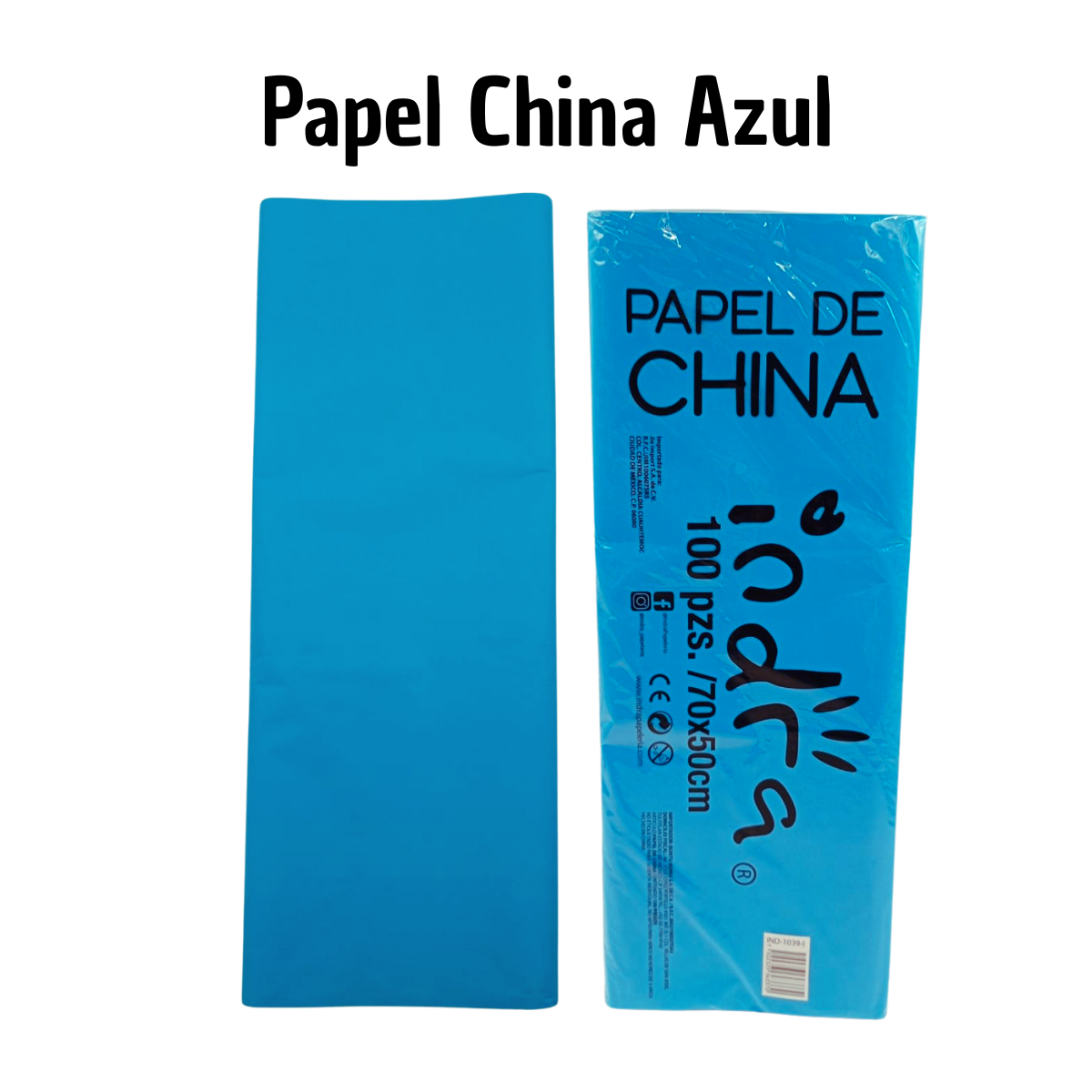 Papel China Azul Claro 10 Pliegos - Cielo y Mar