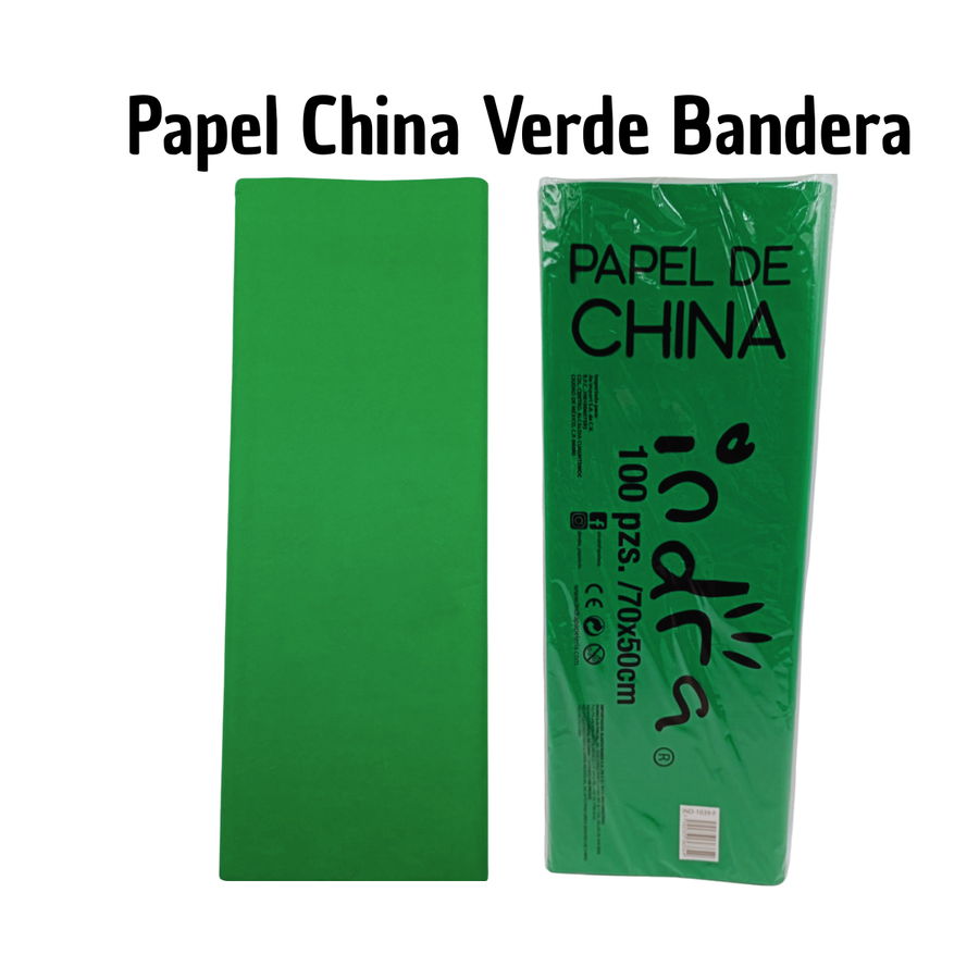 Papel China Verde Bandera 10 Pliegos - Fiestas Patrias