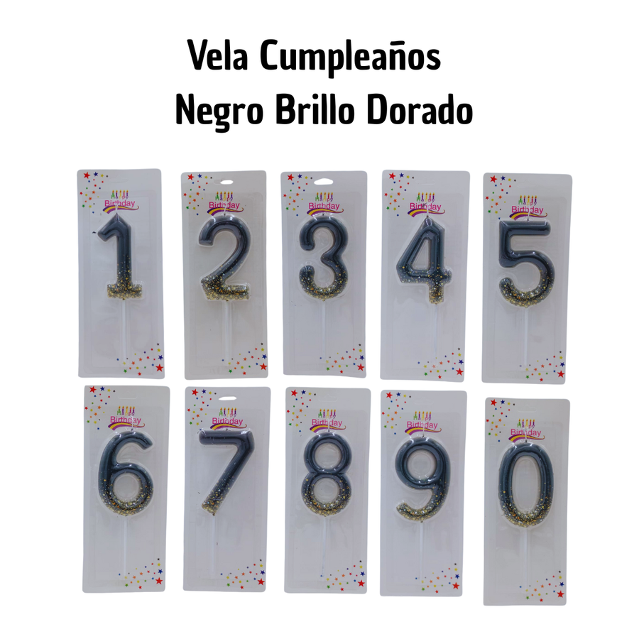 Velas de Cumpleaños Negro con Dorado - Elegancia Moderna
