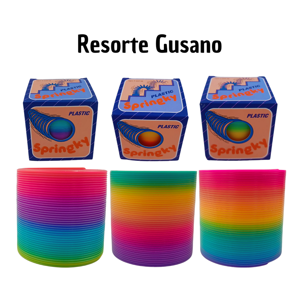 Gusano de Resorte Arcoíris - Juguete Clásico